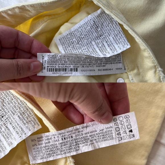 NWT ZARA Mid Rise Patch Pocket Yellow Jeans 2 - Picture 13 of 16